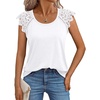 image:imageAUTOMET Womens Tops Casual Dressy Lace Summer Tee 2026 Cap Sleeve T ShirtsWhite