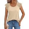 image:imageAUTOMET Womens Tops Casual Dressy Lace Summer Tee 2026 Cap Sleeve T ShirtsYellow