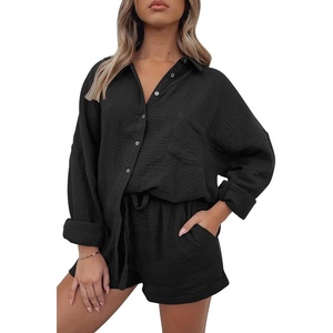 image:imageAUTOMET 2 Piece Sets For Women Lounge Wear Matching Two Piece Outfit01black