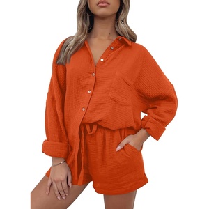 image:imageAUTOMET 2 Piece Sets For Women Lounge Wear Matching Two Piece Outfit01orange