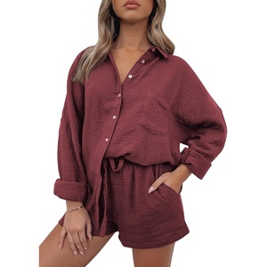 image:imageAUTOMET 2 Piece Sets For Women Lounge Wear Matching Two Piece Outfit01winered