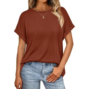 image:imageAUTOMET Womens Oversized Short Sleeve T Shirts Summer TopsBrick Red