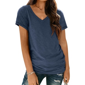 image:imageAUTOMET Womens Short Sleeve TShirts V Neck Summer Tops Basic Tees 2026Navy
