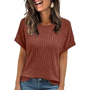 image:imageAUTOMET Womens Short Sleeve Tops Fall Shirts 2026 Lightweight SweaterBrown