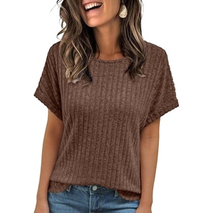 image:imageAUTOMET Womens Short Sleeve Tops Fall Shirts 2026 Lightweight SweaterChocolate Brown