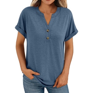 image:imageAUTOMET Womens Short Sleeve Tops Henley Dressy Casual Cute Summer Tops 2026Blue