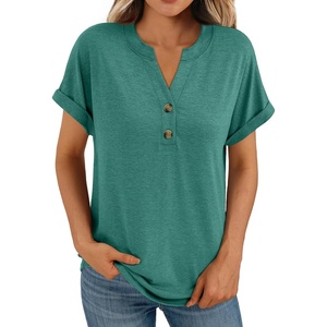 image:imageAUTOMET Womens Short Sleeve Tops Henley Dressy Casual Cute Summer Tops 2026Green