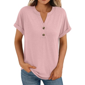 image:imageAUTOMET Womens Short Sleeve Tops Henley Dressy Casual Cute Summer Tops 2026Pink