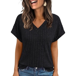 image:imageAUTOMET Womens Short Sleeve V Neck Cute Tops 2026 Fall Fashion SweatersBlack
