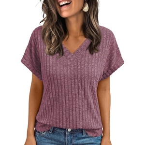 image:imageAUTOMET Womens Short Sleeve V Neck Cute Tops 2026 Fall Fashion SweatersPurple Red