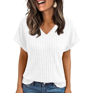 image:imageAUTOMET Womens Short Sleeve V Neck Cute Tops 2026 Fall Fashion SweatersWhite