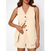 image:imageAUTOMET Summer Sets for Women Two Piece Vacation Outfits Short Set Button Down Business Casual Dressy 2 Piece Clothes 2026Beige