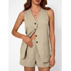 image:imageAUTOMET Summer Sets for Women Two Piece Vacation Outfits Short Set Button Down Business Casual Dressy 2 Piece Clothes 2026Khaki