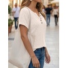 image:imageAUTOMET Women Tops Summer Sweaters Short Sleeve V Neck Henley Shirts Dressy Button BlousesApricot