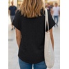 image:imageAUTOMET Women Tops Summer Sweaters Short Sleeve V Neck Henley Shirts Dressy Button BlousesBlack