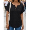 image:imageAUTOMET Women Tops Summer Sweaters Short Sleeve V Neck Henley Shirts Dressy Button BlousesBlack