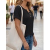 image:imageAUTOMET Women Tops Summer Sweaters Short Sleeve V Neck Henley Shirts Dressy Button BlousesBlack