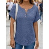 image:imageAUTOMET Women Tops Summer Sweaters Short Sleeve V Neck Henley Shirts Dressy Button BlousesBlue