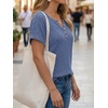 image:imageAUTOMET Women Tops Summer Sweaters Short Sleeve V Neck Henley Shirts Dressy Button BlousesBlue