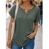 image:imageAUTOMET Women Tops Summer Sweaters Short Sleeve V Neck Henley Shirts Dressy Button BlousesGreen