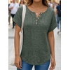 image:imageAUTOMET Women Tops Summer Sweaters Short Sleeve V Neck Henley Shirts Dressy Button BlousesGreen