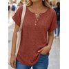image:imageAUTOMET Women Tops Summer Sweaters Short Sleeve V Neck Henley Shirts Dressy Button BlousesMaple