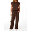 image:imageAUTOMET Womens 2 Piece Lounge Set Casual Cap Sleeve Top Wide Leg Pants Summer Vacation OutfitsCocca