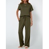 image:imageAUTOMET Womens 2 Piece Matching Lounge Sets 2026 Summer Mock Neck Sweatsuits Short Sleeve Loungewear Travel OutfitsArmygreen