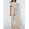 image:imageAUTOMET Womens 2 Piece Matching Lounge Sets 2026 Summer Mock Neck Sweatsuits Short Sleeve Loungewear Travel OutfitsKhaki
