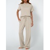 image:imageAUTOMET Womens 2 Piece Matching Lounge Sets 2026 Summer Mock Neck Sweatsuits Short Sleeve Loungewear Travel OutfitsKhaki