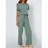 image:imageAUTOMET Womens 2 Piece Matching Lounge Sets 2026 Summer Mock Neck Sweatsuits Short Sleeve Loungewear Travel OutfitsSage