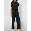 image:imageAUTOMET Womens 2 Piece Matching Lounge Sets 2026 Summer Mock Neck Sweatsuits Short Sleeve Loungewear Travel OutfitsTrue Black