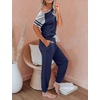 image:imageAUTOMET Womens 2 Piece Pajama Set Summer Lounge Sets Sleepwear with PocketsNavy Blue