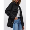 image:imageAUTOMET Womens Button Down Oversized Jeans Jacket with PocketsBlack