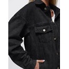 image:imageAUTOMET Womens Button Down Oversized Jeans Jacket with PocketsBlack