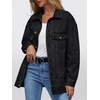image:imageAUTOMET Womens Button Down Oversized Jeans Jacket with PocketsBlack