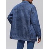 image:imageAUTOMET Womens Button Down Oversized Jeans Jacket with PocketsDark Blue