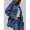 image:imageAUTOMET Womens Button Down Oversized Jeans Jacket with PocketsDark Blue