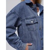 image:imageAUTOMET Womens Button Down Oversized Jeans Jacket with PocketsDark Blue