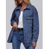 image:imageAUTOMET Womens Button Down Oversized Jeans Jacket with PocketsDark Blue