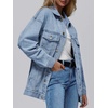 image:imageAUTOMET Womens Button Down Oversized Jeans Jacket with PocketsLight Blue