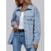image:imageAUTOMET Womens Button Down Oversized Jeans Jacket with PocketsLight Blue