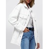 image:imageAUTOMET Womens Button Down Oversized Jeans Jacket with PocketsWhite