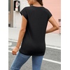 image:imageAUTOMET Womens Cap Sleeve Shirts Summer Soft Business Casual Tops for WorkBlack