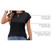 image:imageAUTOMET Womens Cap Sleeve Shirts Summer Soft Business Casual Tops for WorkBlack