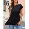 image:imageAUTOMET Womens Cap Sleeve Shirts Summer Soft Business Casual Tops for WorkBlack