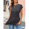 image:imageAUTOMET Womens Cap Sleeve Shirts Summer Soft Business Casual Tops for WorkBlackgrey