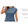 image:imageAUTOMET Womens Cap Sleeve Shirts Summer Soft Business Casual Tops for WorkBlue