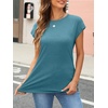 image:imageAUTOMET Womens Cap Sleeve Shirts Summer Soft Business Casual Tops for WorkBluegreen