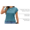 image:imageAUTOMET Womens Cap Sleeve Shirts Summer Soft Business Casual Tops for WorkBluegreen